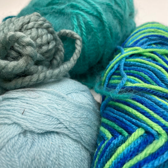 Multi Blue Grab Bag Yarn - Blue Multi - 6 Pack