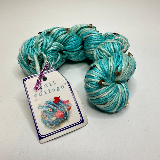 Silk With Brass Sequins Yarn - Blue Multi - Individual
