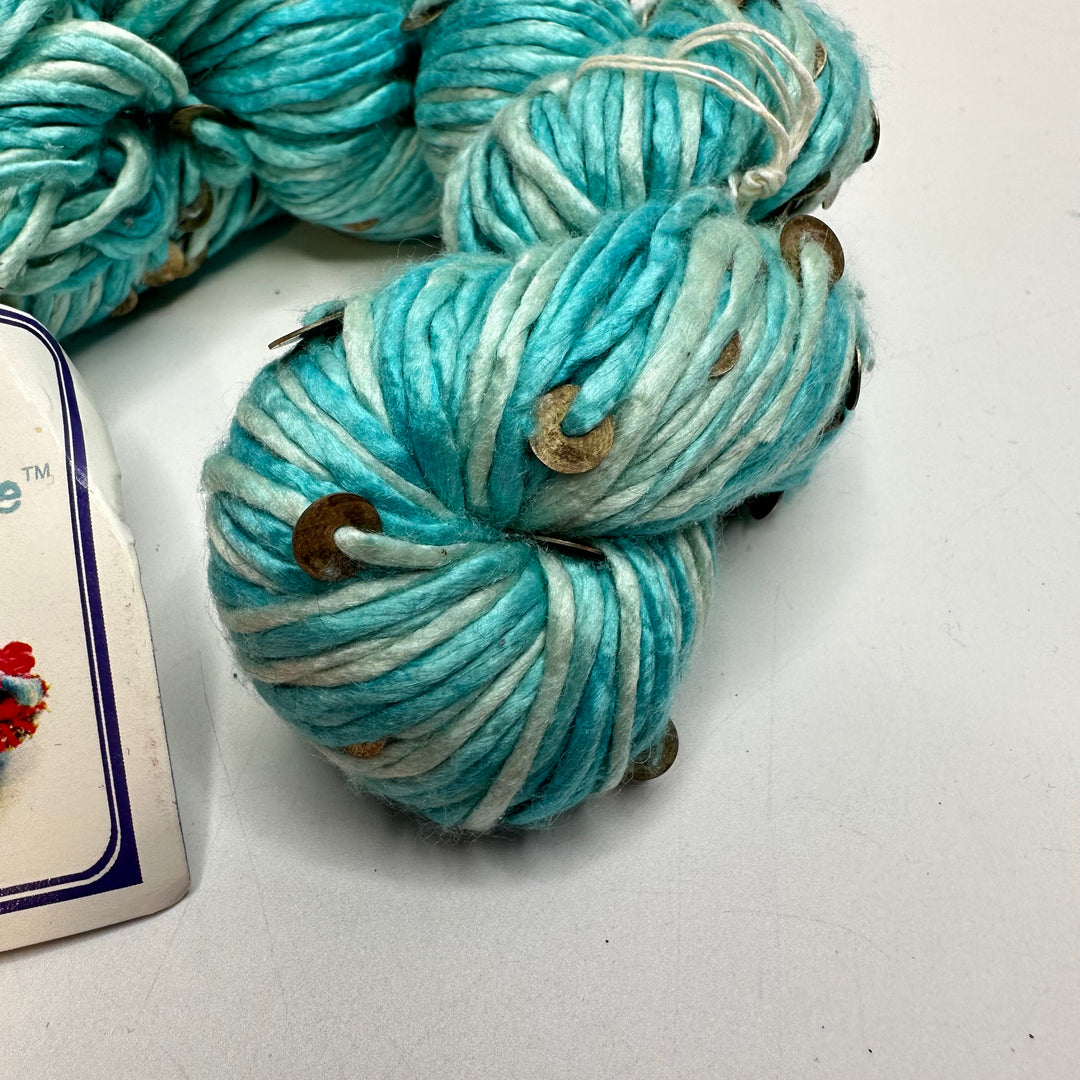 Silk With Brass Sequins Yarn - Blue Multi - Individual