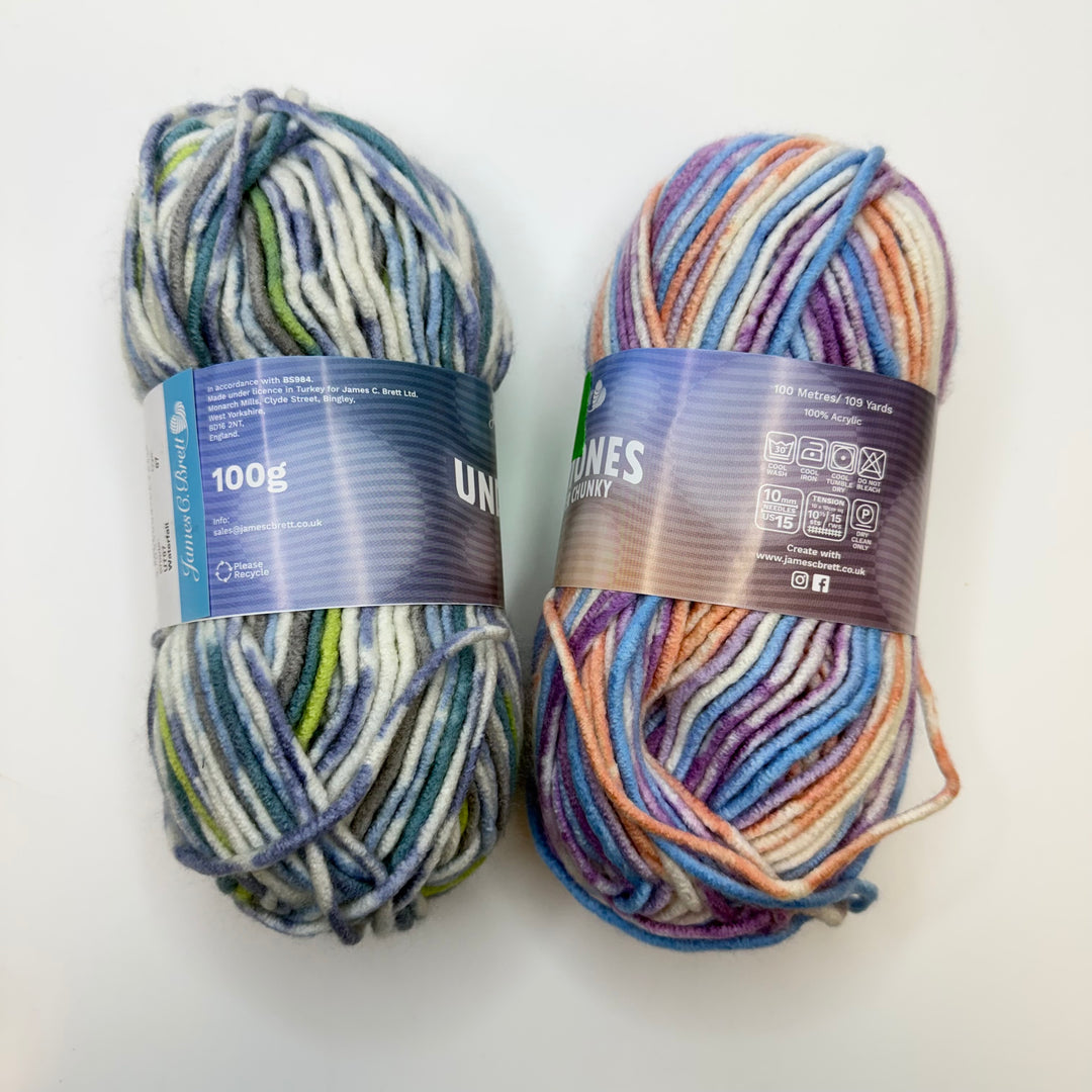 Acrylic Variegated Colours Yarn - Light Multi - 2 Pack
