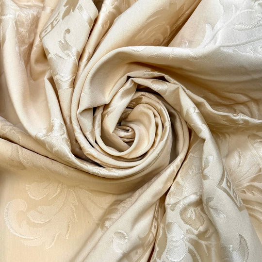 A Bag For Every Occasion - Brocade Cotton Blend Woven - Cream Floral - 4M Bundle - True Deadstock fabric Fabric by private - Sustainable Textile | FABCYCLE