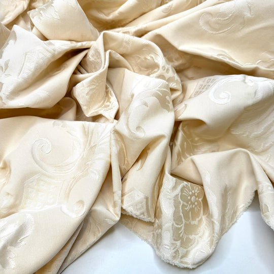 A Bag For Every Occasion - Brocade Cotton Blend Woven - Cream Floral - 4M Bundle - True Deadstock fabric Fabric by private - Sustainable Textile | FABCYCLE