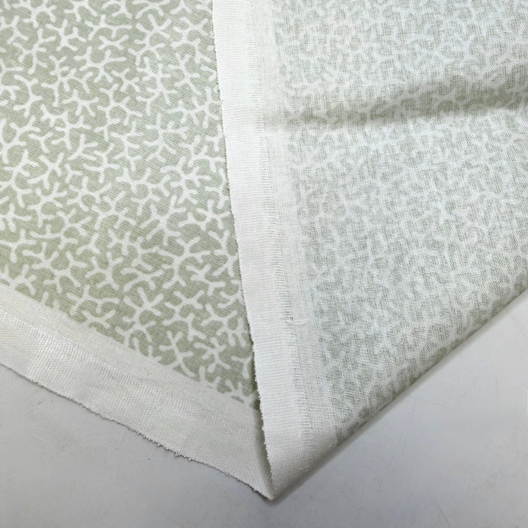 A Bag For My Trinkets - Fire Retardent Cotton Woven - White/Grey Green Abstract - 2.3M Bundle - True Deadstock fabric Fabric by private - Sustainable Textile | FABCYCLE
