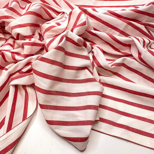 A Candy Cane From The 80s - Vintage Cotton/Poly Woven - White/Red Stripes - 2M Bundle - True Deadstock fabric Fabric by private - Sustainable Textile | FABCYCLE