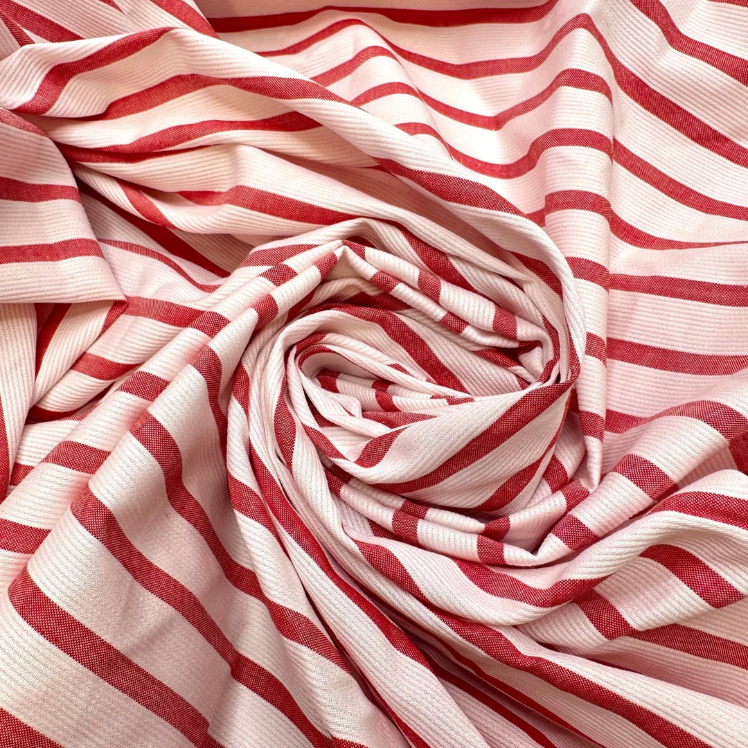 A Candy Cane From The 80s - Vintage Cotton/Poly Woven - White/Red Stripes - 2M Bundle - True Deadstock fabric Fabric by private - Sustainable Textile | FABCYCLE