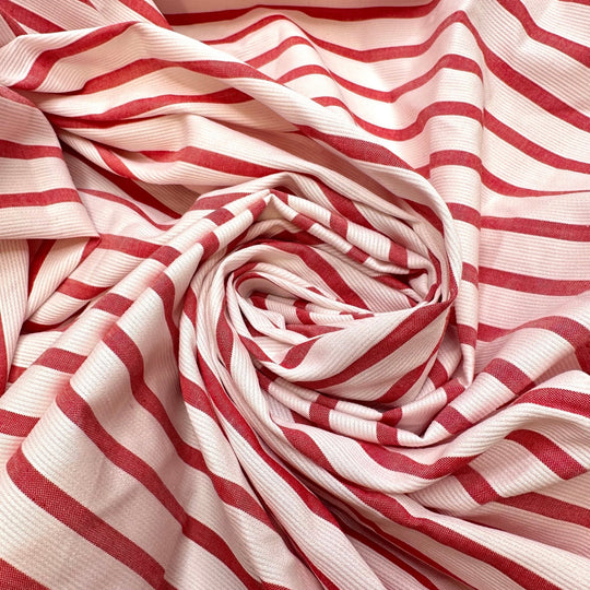 A Candy Cane From The 80s - Vintage Cotton/Poly Woven - White/Red Stripes - 2M Bundle - True Deadstock fabric Fabric by private - Sustainable Textile | FABCYCLE