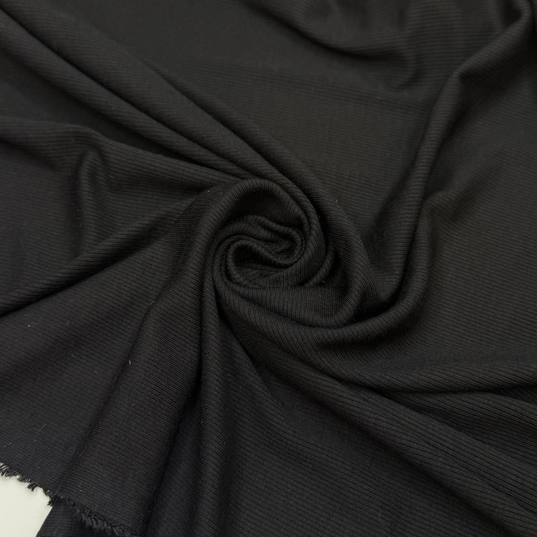 A Classic - Rib Knit Modal Blend Knit - Black - 2M Bundle - True Deadstock fabric Fabric by private - Sustainable Textile | FABCYCLE