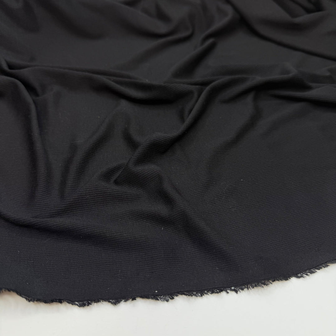 A Classic - Rib Knit Modal Blend Knit - Black - 2M Bundle - True Deadstock fabric Fabric by private - Sustainable Textile | FABCYCLE