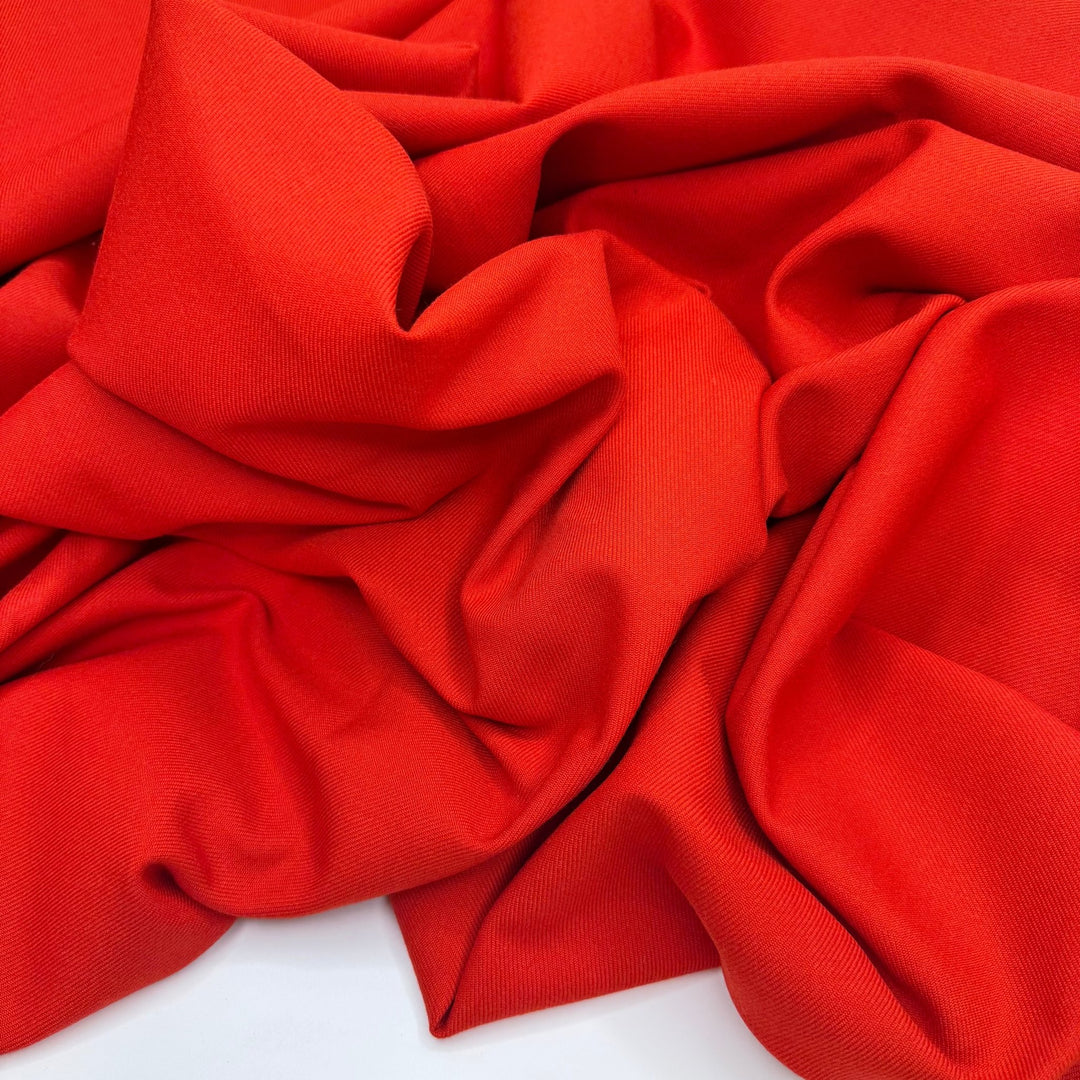 A Fake Noodle Is An Impasta - Twill Weave Wool Woven - Red - 1.8M Bundle - True Deadstock fabric Fabric by private - Sustainable Textile | FABCYCLE