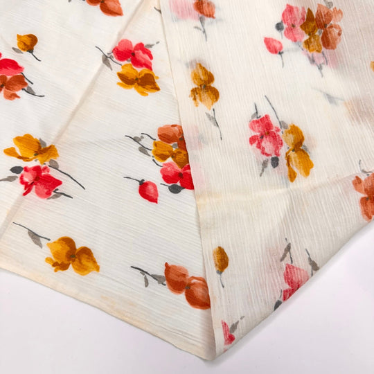 A Fun Night Out - Crinkle Cotton Woven - Light Cream Multi Floral - 0.95M Bundle - True Deadstock fabric Fabric by private - Sustainable Textile | FABCYCLE