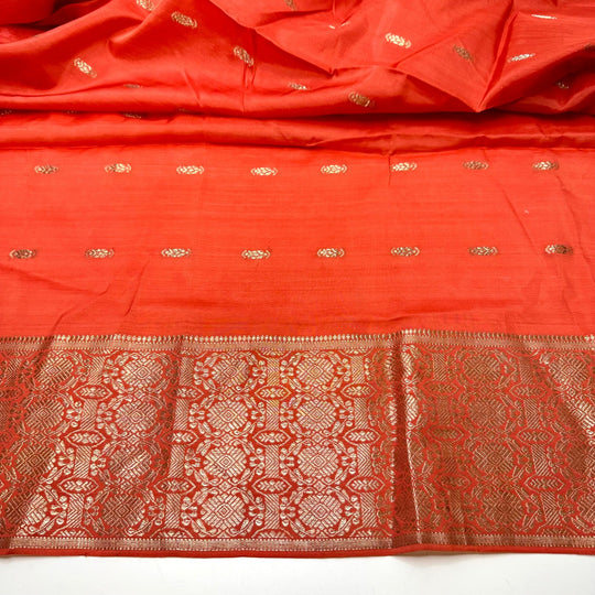 A Glimmering New Day - Embroidered Satin Cotton/Poly Woven - Gold/Red Damask - 1.3M Bundle - True Deadstock fabric Fabric by private - Sustainable Textile | FABCYCLE