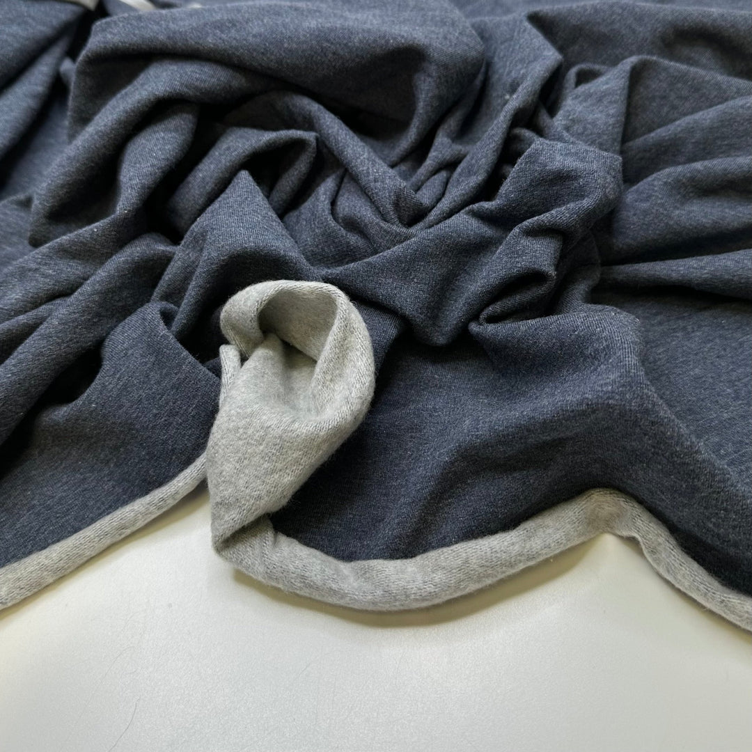 A Hoodie For My Jeans - Jersey Fleece Bamboo Blend Knit - Dark Blue/White - 1.55M Bundle - True Deadstock fabric Fabric by private - Sustainable Textile | FABCYCLE