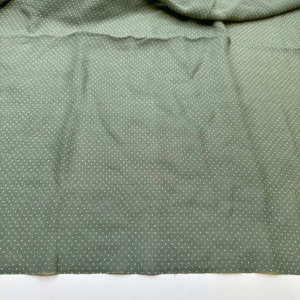 A Pie For Every Occasion - Crepe Silk Woven - Green/White Polka Dots - 2M Bundle - True Deadstock fabric Fabric by private - Sustainable Textile | FABCYCLE