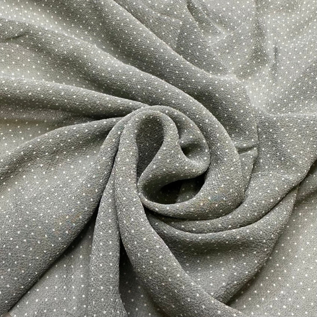 A Pie For Every Occasion - Crepe Silk Woven - Green/White Polka Dots - 2M Bundle - True Deadstock fabric Fabric by private - Sustainable Textile | FABCYCLE
