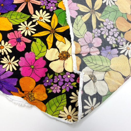 A Place To Express Myself - Crepe Cotton Blend Woven - Black Multi Floral - 1.1M Bundle - True Deadstock fabric Fabric by private - Sustainable Textile | FABCYCLE