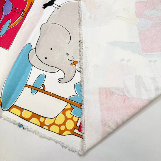 A Quilt For Each Grandkid - Cotton Woven - White Multi Cartoon Animals - 2.5M Bundle - True Deadstock fabric Fabric by private - Sustainable Textile | FABCYCLE