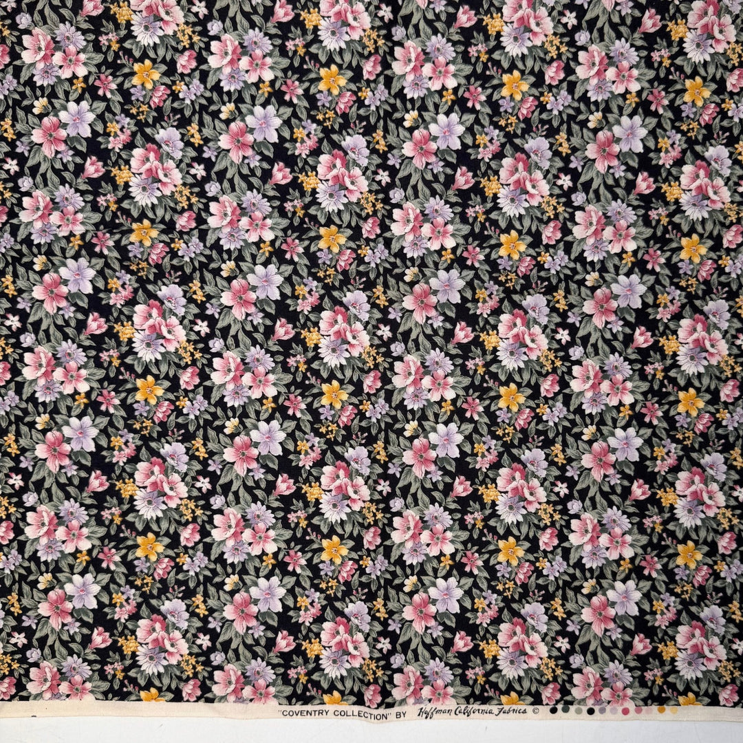 A Quilt For Every Occasion - Cotton Woven - Black/Pink Floral - 1M Bundle - True Deadstock fabric Fabric by private - Sustainable Textile | FABCYCLE
