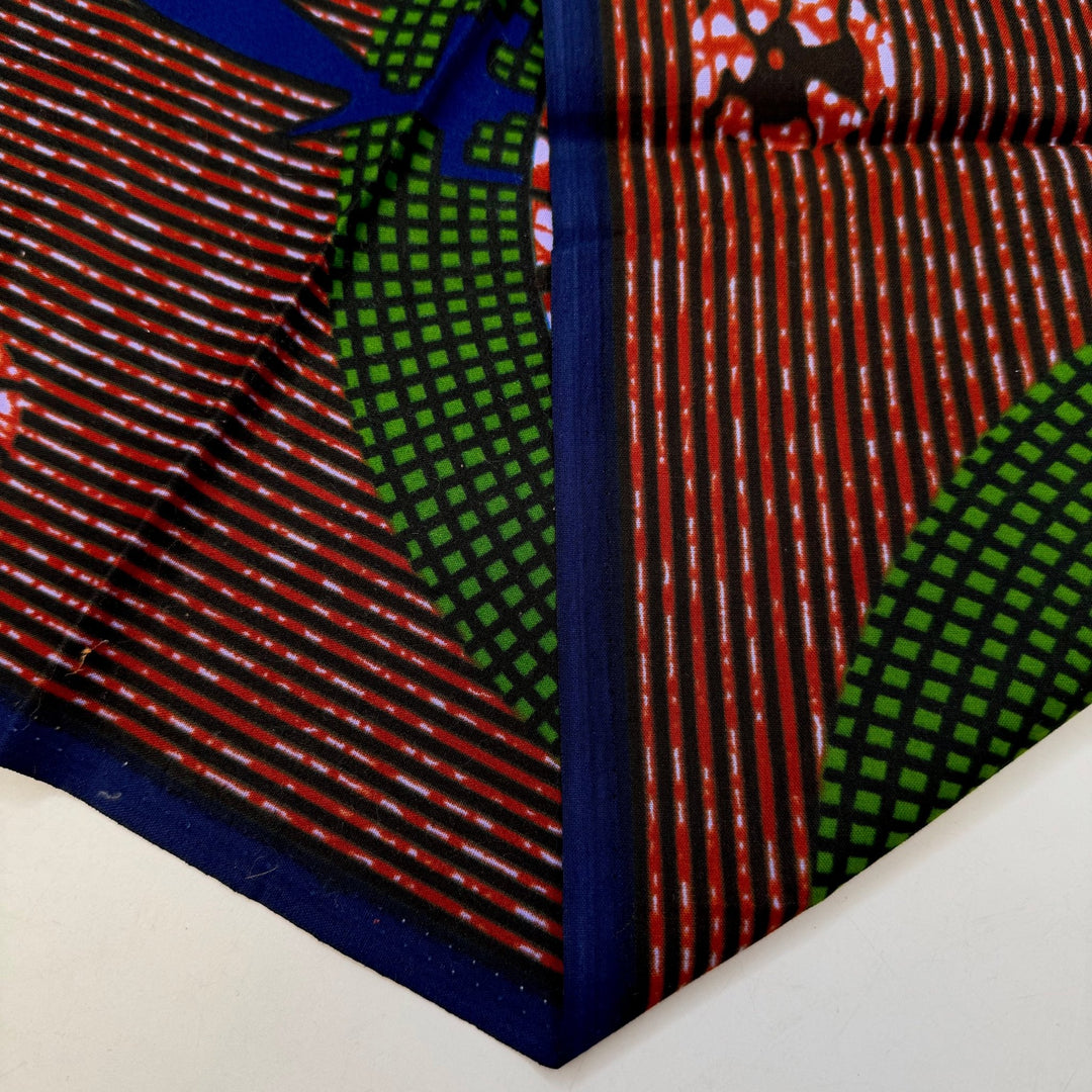 A Quilted Painting - Batik Cotton Woven - Dark Blue/Red Abstract - 0.9M Bundle - True Deadstock fabric Fabric by private - Sustainable Textile | FABCYCLE