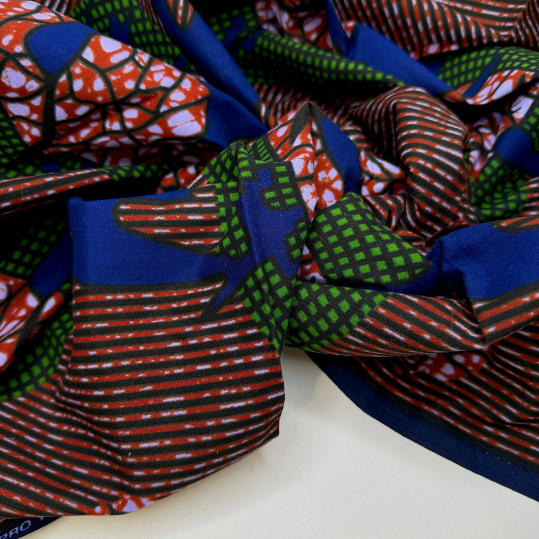 A Quilted Painting - Batik Cotton Woven - Dark Blue/Red Abstract - 0.9M Bundle - True Deadstock fabric Fabric by private - Sustainable Textile | FABCYCLE