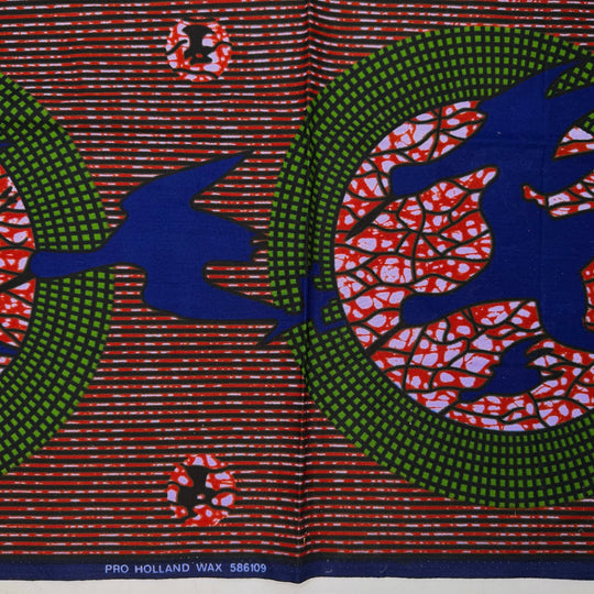 A Quilted Painting - Batik Cotton Woven - Dark Blue/Red Abstract - 0.9M Bundle - True Deadstock fabric Fabric by private - Sustainable Textile | FABCYCLE