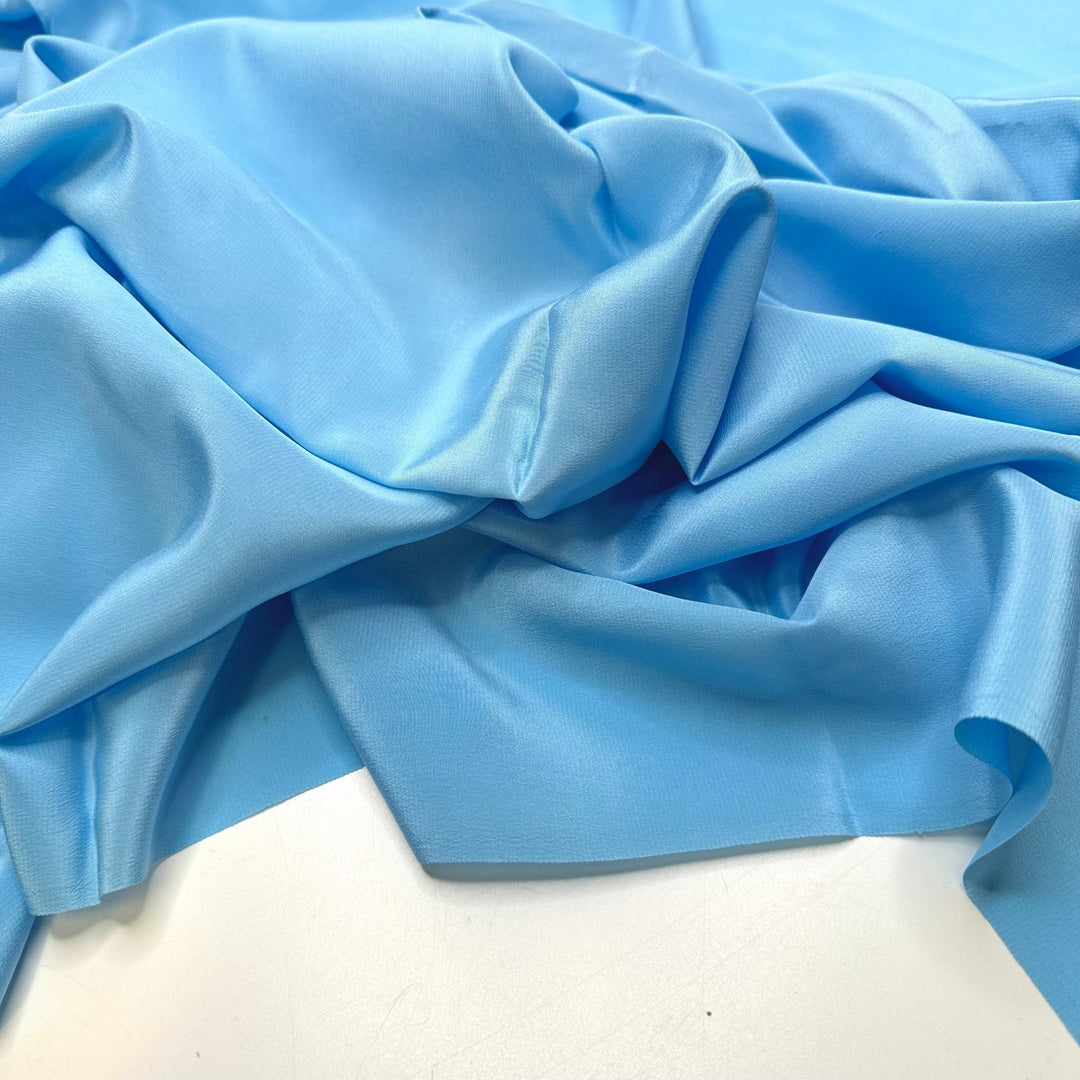 A Sky Painted On The Ceiling - Satin Silk Woven - Light Blue/Rust Orange - 3.6M Bundle - True Deadstock fabric Fabric by private - Sustainable Textile | FABCYCLE