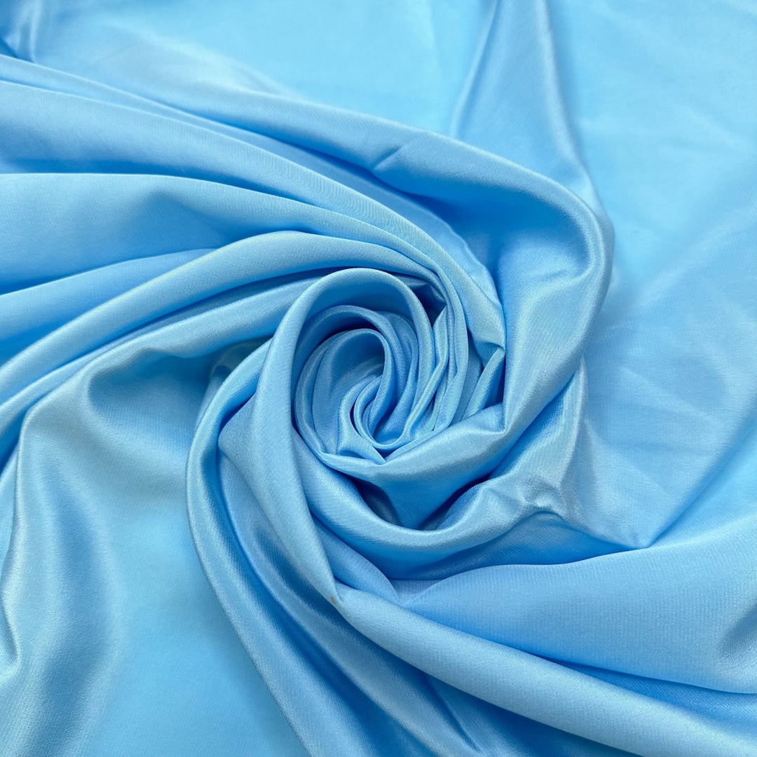 A Sky Painted On The Ceiling - Satin Silk Woven - Light Blue/Rust Orange - 3.6M Bundle - True Deadstock fabric Fabric by private - Sustainable Textile | FABCYCLE