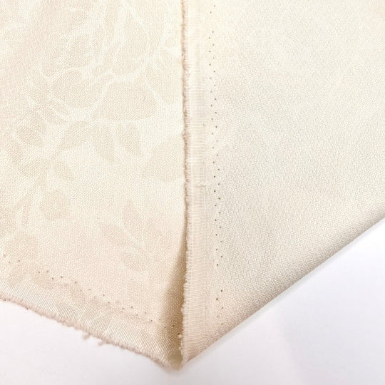 A Subtle Glance - Double Cloth Weave Polyester Blend Woven - Light Cream/Grey Floral - 2.5M Bundle - True Deadstock fabric Fabric by private - Sustainable Textile | FABCYCLE