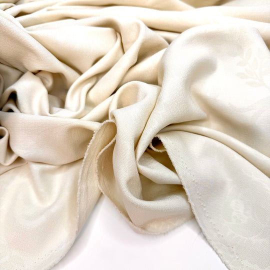 A Subtle Glance - Double Cloth Weave Polyester Blend Woven - Light Cream/Grey Floral - 2.5M Bundle - True Deadstock fabric Fabric by private - Sustainable Textile | FABCYCLE