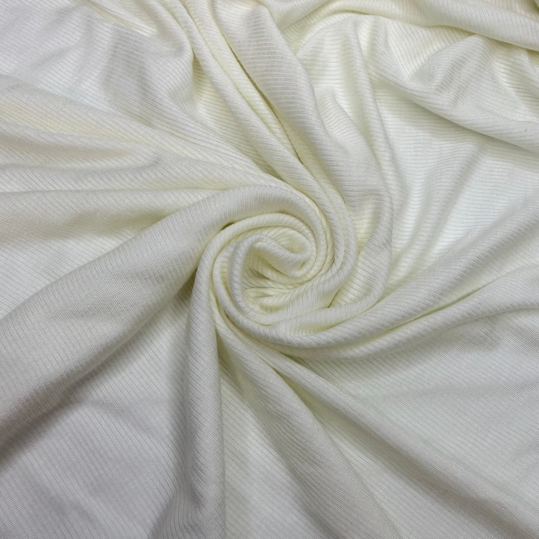 A Timeless - Rib Knit Modal Blend Knit - Off White - 2M Bundle - True Deadstock fabric Fabric by private - Sustainable Textile | FABCYCLE