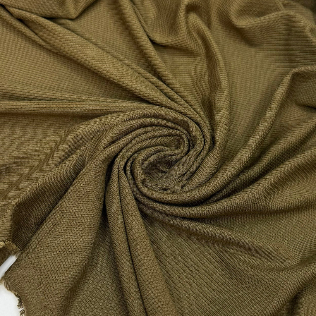 A Tradition - Rib Knit Modal Blend Knit - Olive Green - 2M Bundle - True Deadstock fabric Fabric by private - Sustainable Textile | FABCYCLE