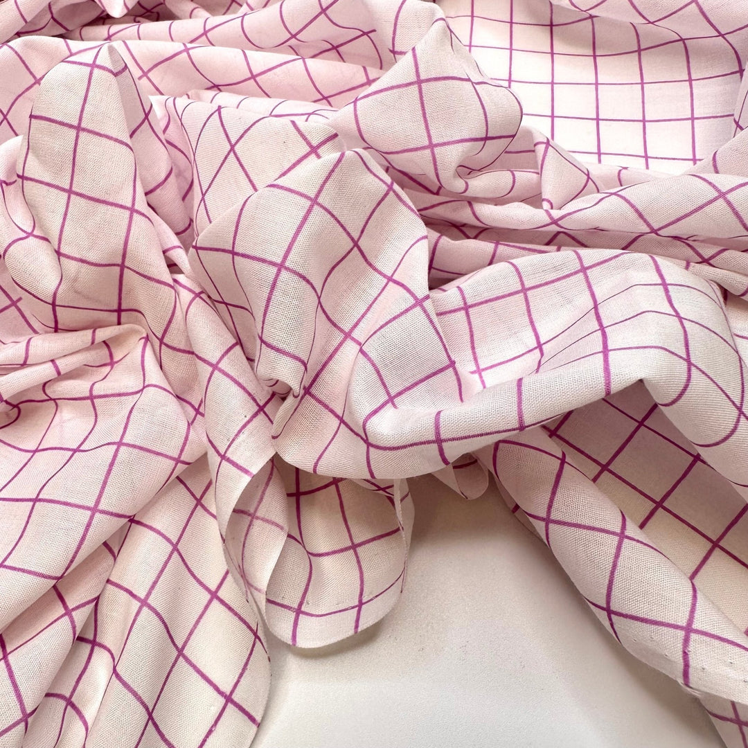 A Visit From OSHA - Vintage Polyester Blend Woven - Purple/White Plaid - 3.65M Bundle - True Deadstock fabric Fabric by private - Sustainable Textile | FABCYCLE