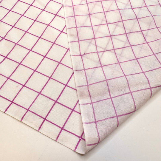 A Visit From OSHA - Vintage Polyester Blend Woven - Purple/White Plaid - 3.65M Bundle - True Deadstock fabric Fabric by private - Sustainable Textile | FABCYCLE