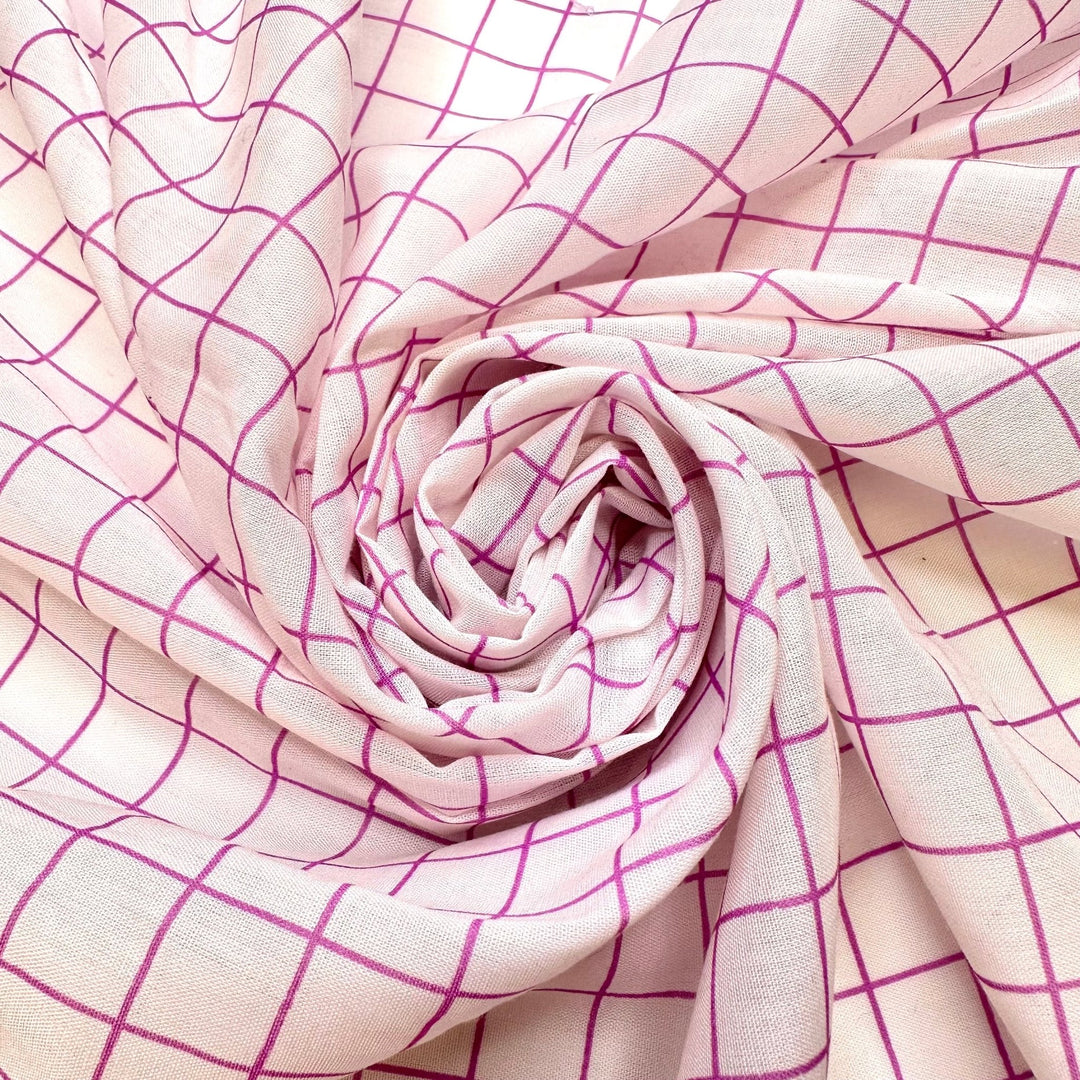 A Visit From OSHA - Vintage Polyester Blend Woven - Purple/White Plaid - 3.65M Bundle - True Deadstock fabric Fabric by private - Sustainable Textile | FABCYCLE