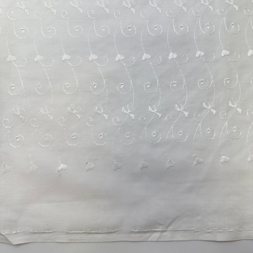 A Warm Blanket Straight From The Dryer - Embroidered Cotton/Poly Woven - White Floral - 1.85M Bundle - True Deadstock fabric Fabric by private - Sustainable Textile | FABCYCLE