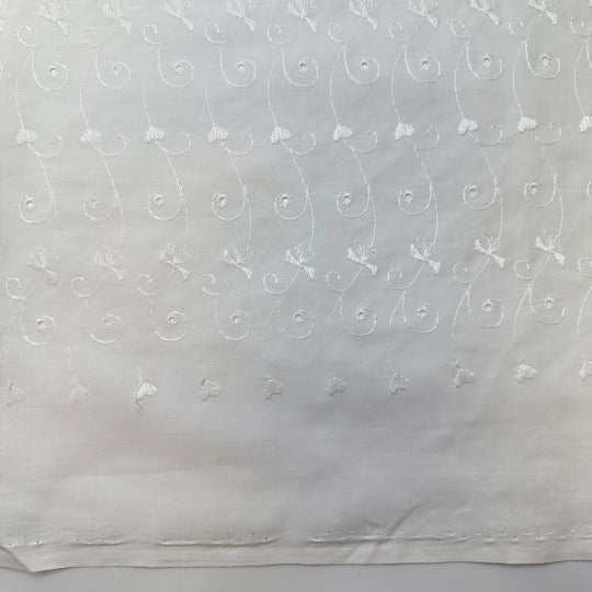 A Warm Blanket Straight From The Dryer - Embroidered Cotton/Poly Woven - White Floral - 1.85M Bundle - True Deadstock fabric Fabric by private - Sustainable Textile | FABCYCLE