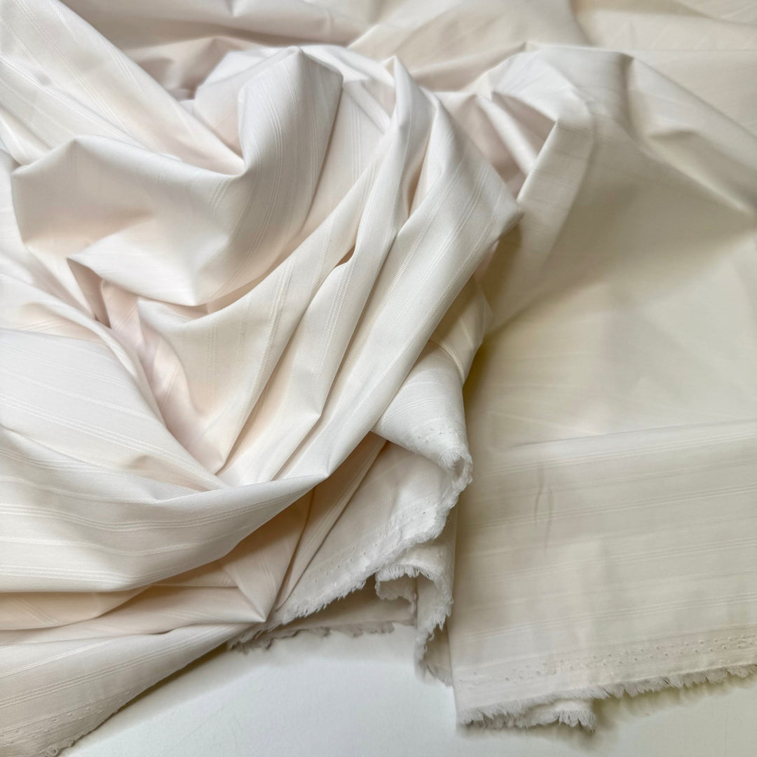 A Warm Spring Breeze - Nylon/Cotton Woven - White Stripes - 3M Bundle - True Deadstock fabric Fabric by private - Sustainable Textile | FABCYCLE