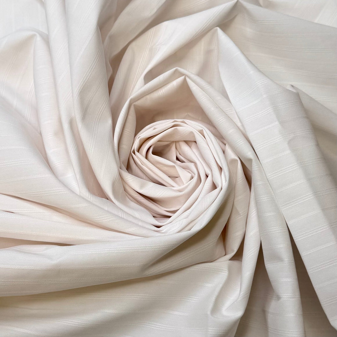 A Warm Spring Breeze - Nylon/Cotton Woven - White Stripes - 3M Bundle - True Deadstock fabric Fabric by private - Sustainable Textile | FABCYCLE