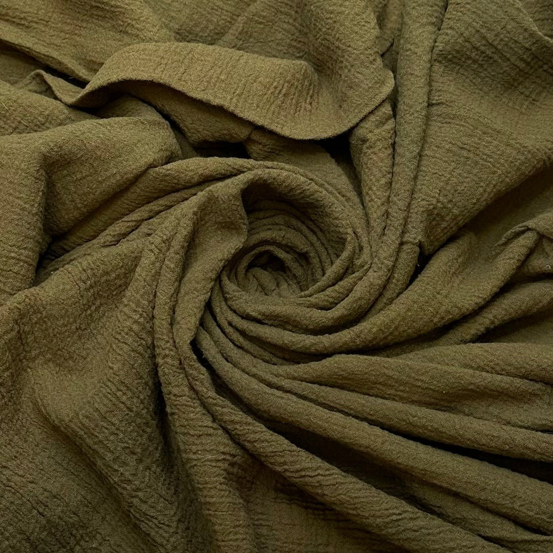 Accomplishing Your Goals - Crinkle Cotton Blend Woven - Dark Green - 2.6M Bundle - True Deadstock fabric Fabric by private - Sustainable Textile | FABCYCLE