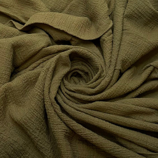 Accomplishing Your Goals - Crinkle Cotton Blend Woven - Dark Green - 2.6M Bundle - True Deadstock fabric Fabric by private - Sustainable Textile | FABCYCLE