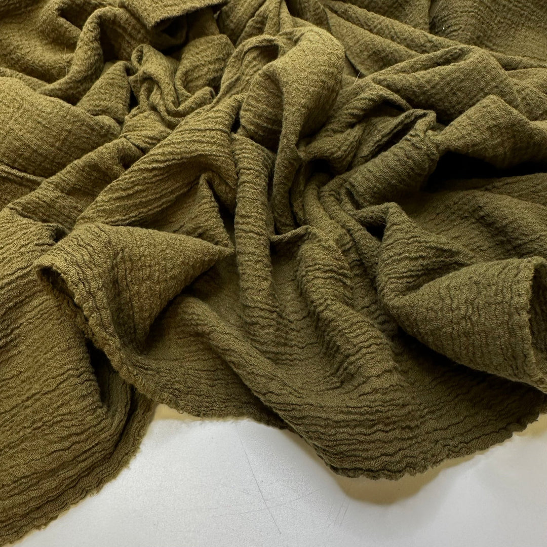 Accomplishing Your Goals - Crinkle Cotton Blend Woven - Dark Green - 2.6M Bundle - True Deadstock fabric Fabric by private - Sustainable Textile | FABCYCLE