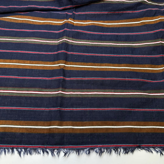 Acoustic Version - Gauze Cotton Woven - Navy Multi Stripes - 1.7M Bundle - True Deadstock fabric Fabric by private - Sustainable Textile | FABCYCLE