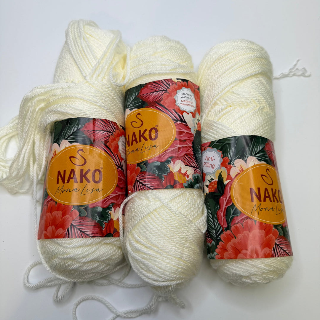 Acrylic Yarn - Cream - 3 Pack - True Deadstock supplies Fabric by private - Sustainable Textile | FABCYCLE