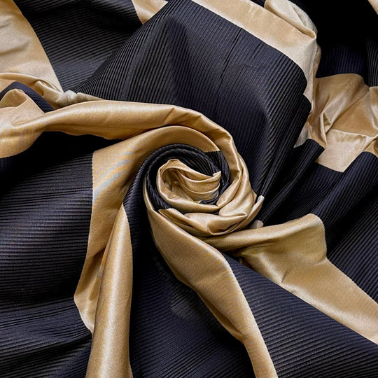 Add Garland To The Banister - Taffeta Polyester Blend Woven - Gold/Black Stripes - 1.1M Bundle - True Deadstock fabric Fabric by private - Sustainable Textile | FABCYCLE