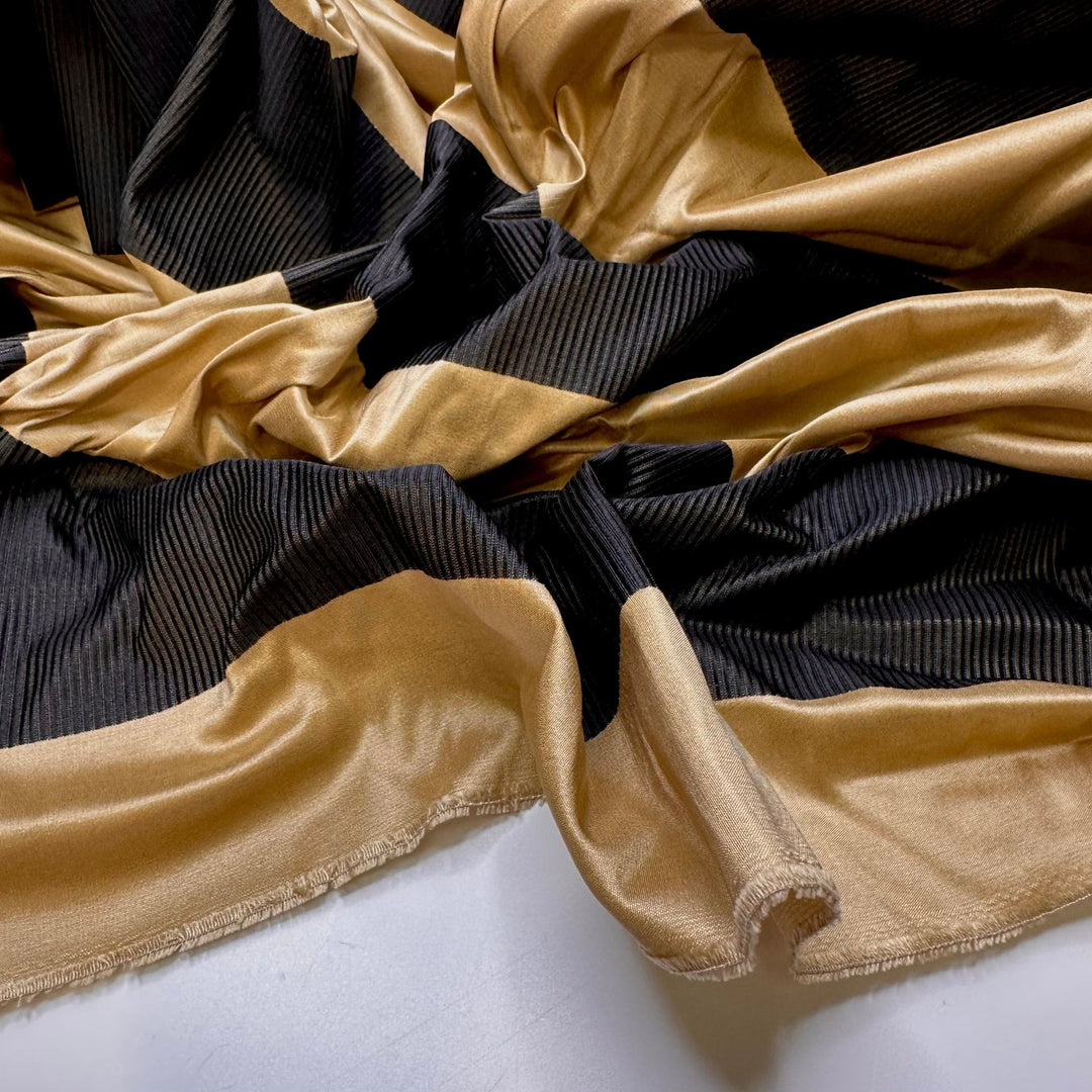 Add Garland To The Banister - Taffeta Polyester Blend Woven - Gold/Black Stripes - 1.1M Bundle - True Deadstock fabric Fabric by private - Sustainable Textile | FABCYCLE