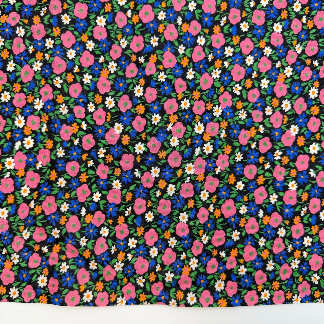 Adding To The Family Quilt - Vintage Cotton Woven - Black Multi Floral - 3.1M Bundle - True Deadstock fabric Fabric by private - Sustainable Textile | FABCYCLE