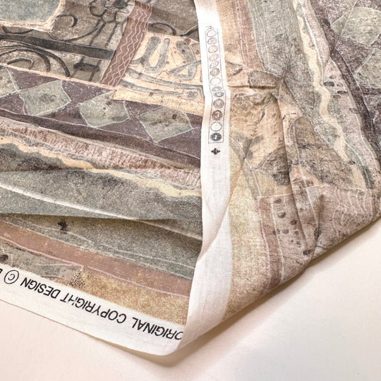 Admiring The Architecture - Vintage Cotton Woven - Grey Multi Abstract - 1.9M Bundle - True Deadstock fabric Fabric by private - Sustainable Textile | FABCYCLE