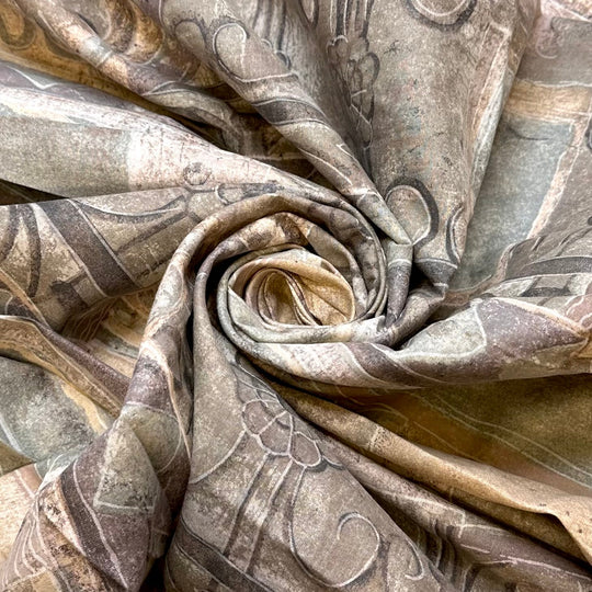 Admiring The Architecture - Vintage Cotton Woven - Grey Multi Abstract - 1.9M Bundle - True Deadstock fabric Fabric by private - Sustainable Textile | FABCYCLE
