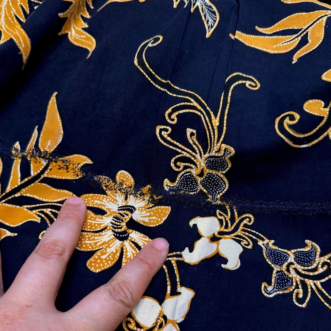 Adulting - Batik Cotton Woven - Dark Navy/Yellow Floral - 2.15M Bundle - True Deadstock fabric Fabric by private - Sustainable Textile | FABCYCLE
