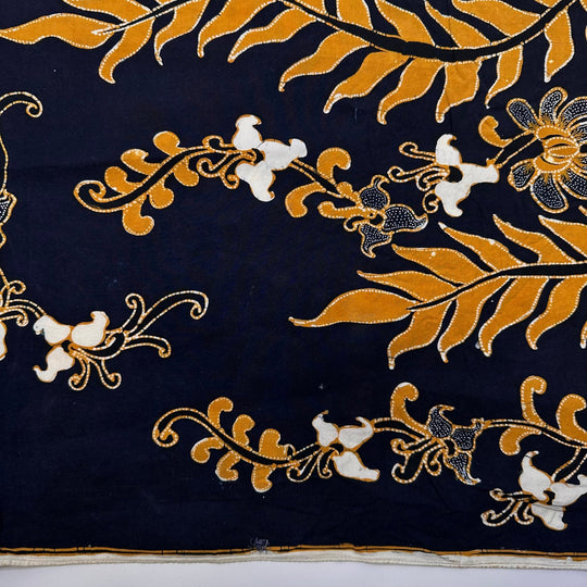 Adulting - Batik Cotton Woven - Dark Navy/Yellow Floral - 2.15M Bundle - True Deadstock fabric Fabric by private - Sustainable Textile | FABCYCLE