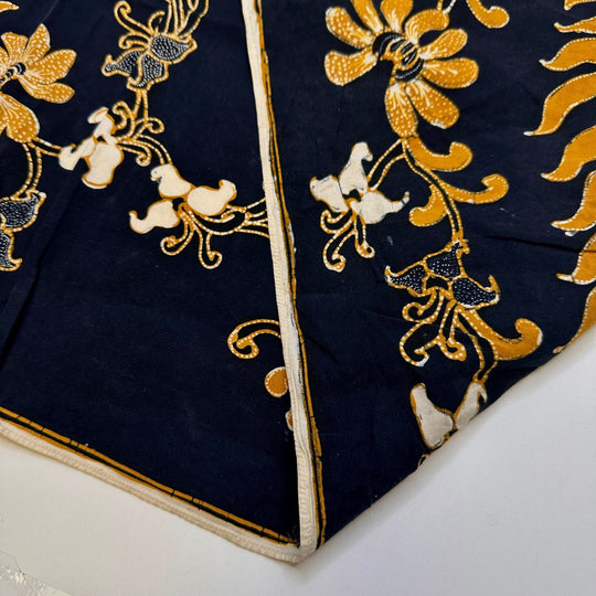 Adulting - Batik Cotton Woven - Dark Navy/Yellow Floral - 2.15M Bundle - True Deadstock fabric Fabric by private - Sustainable Textile | FABCYCLE